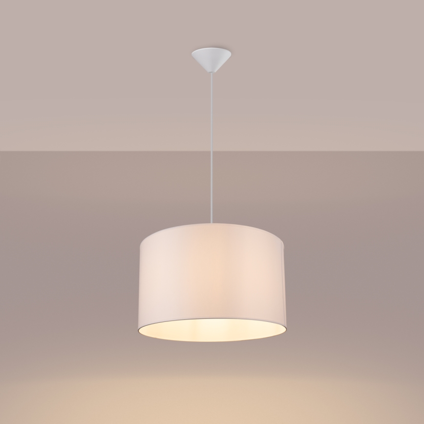 Ljuskrona med textilsladd NOVA 1xE27/15W/230V diameter 40 cm vit