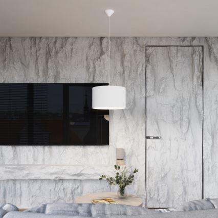 Ljuskrona med textilsladd NOVA 1xE27/15W/230V diameter 40 cm vit