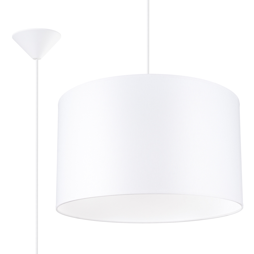 Ljuskrona med textilsladd NOVA 1xE27/15W/230V diameter 40 cm vit