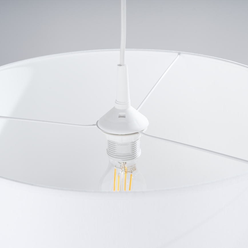 Ljuskrona med textilsladd NOVA 1xE27/15W/230V diameter 40 cm vit