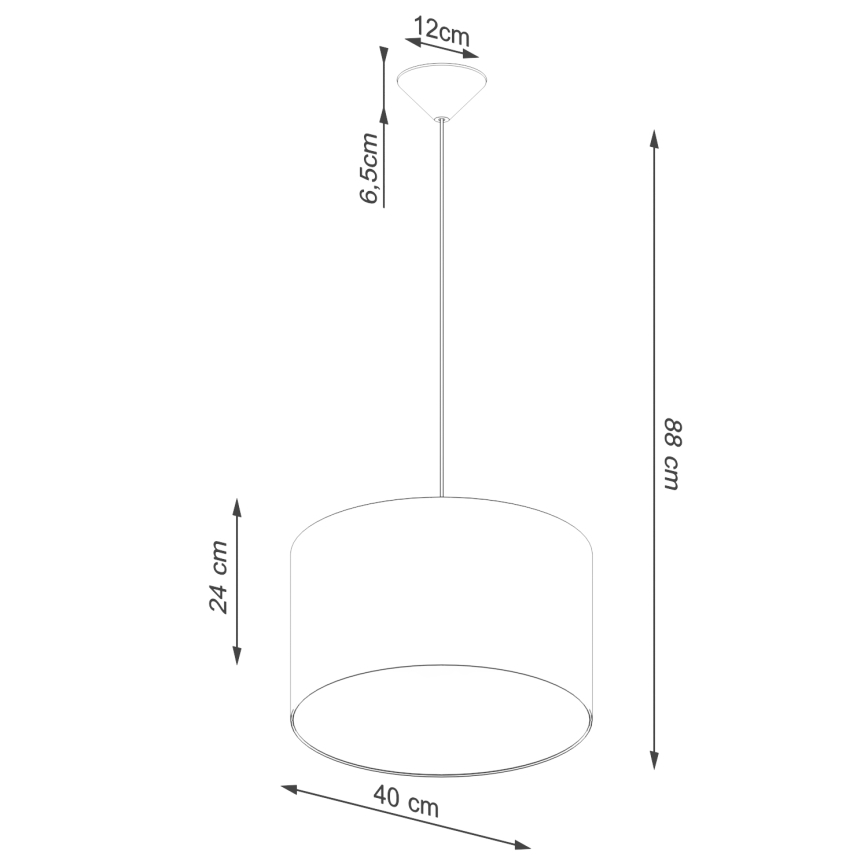 Ljuskrona med textilsladd NOVA 1xE27/15W/230V diameter 40 cm vit