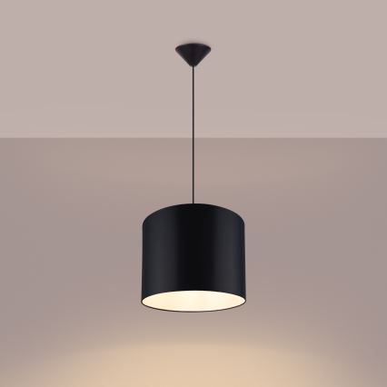 Ljuskrona med textilsladd NOVA 1xE27/15W/230V diameter 30 cm svart