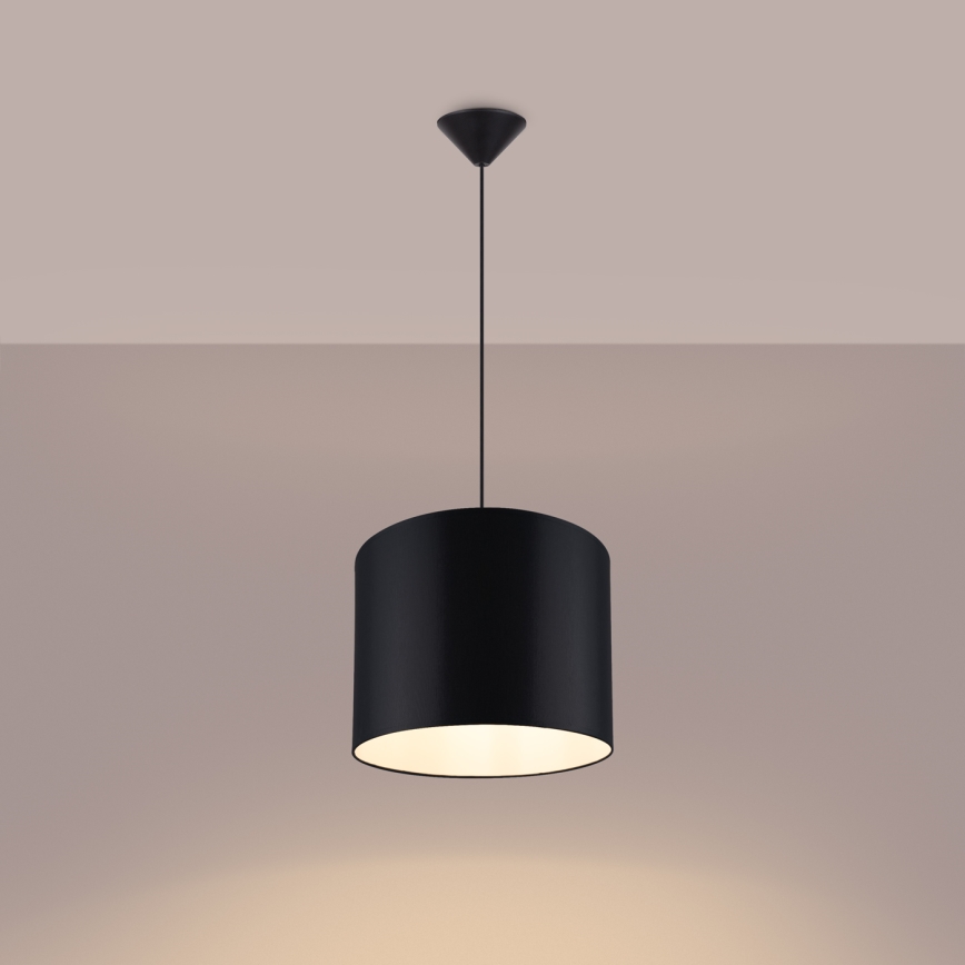 Ljuskrona med textilsladd NOVA 1xE27/15W/230V diameter 30 cm svart