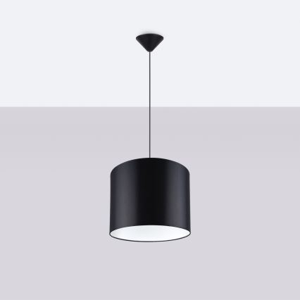 Ljuskrona med textilsladd NOVA 1xE27/15W/230V diameter 30 cm svart