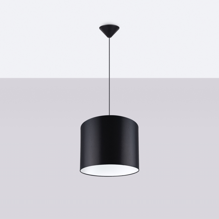 Ljuskrona med textilsladd NOVA 1xE27/15W/230V diameter 30 cm svart