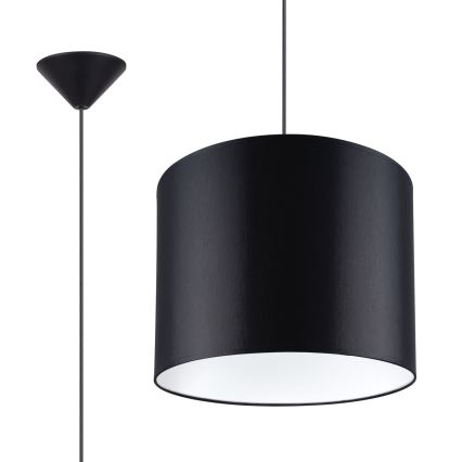 Ljuskrona med textilsladd NOVA 1xE27/15W/230V diameter 30 cm svart