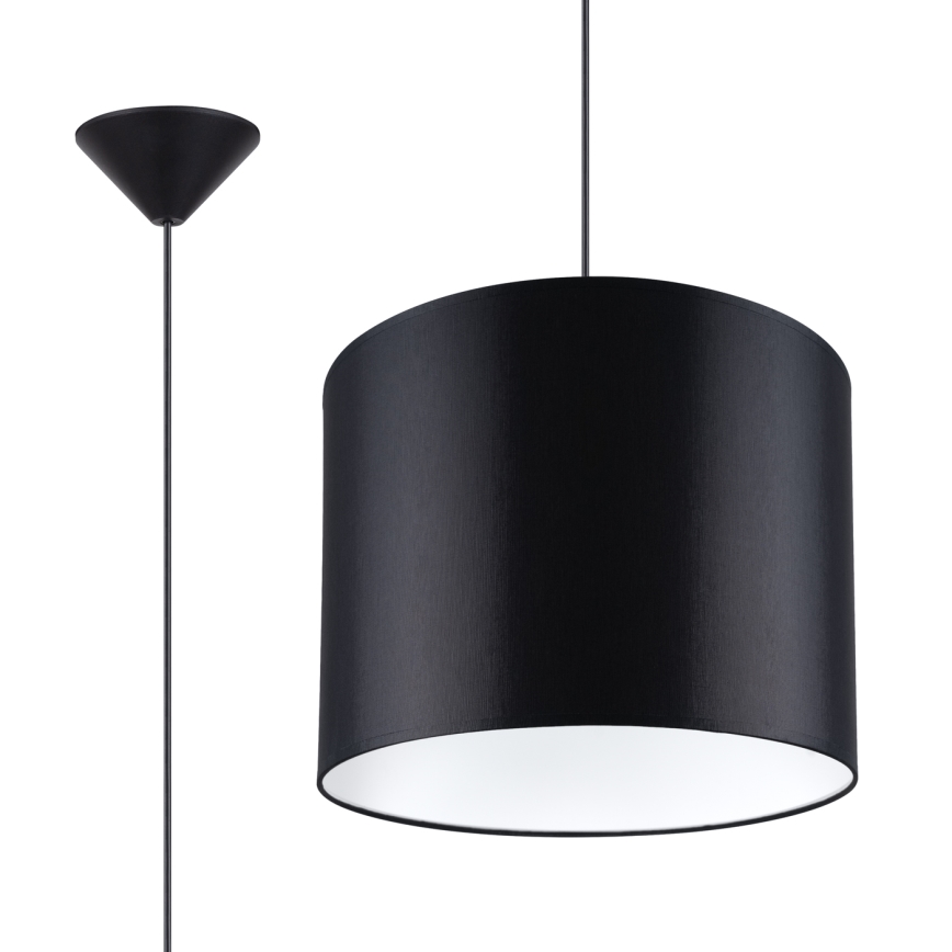 Ljuskrona med textilsladd NOVA 1xE27/15W/230V diameter 30 cm svart