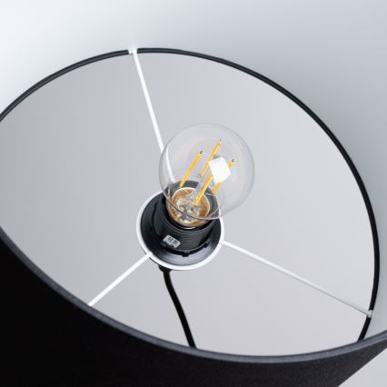 Ljuskrona med textilsladd NOVA 1xE27/15W/230V diameter 30 cm svart