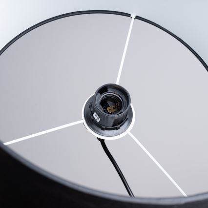 Ljuskrona med textilsladd NOVA 1xE27/15W/230V diameter 30 cm svart