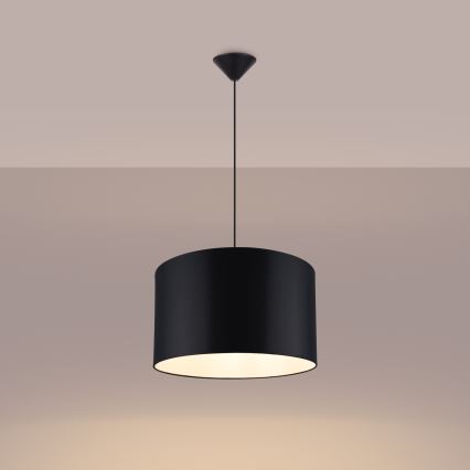 Ljuskrona med textilsladd NOVA 1xE27/15W/230V diameter 40 cm svart