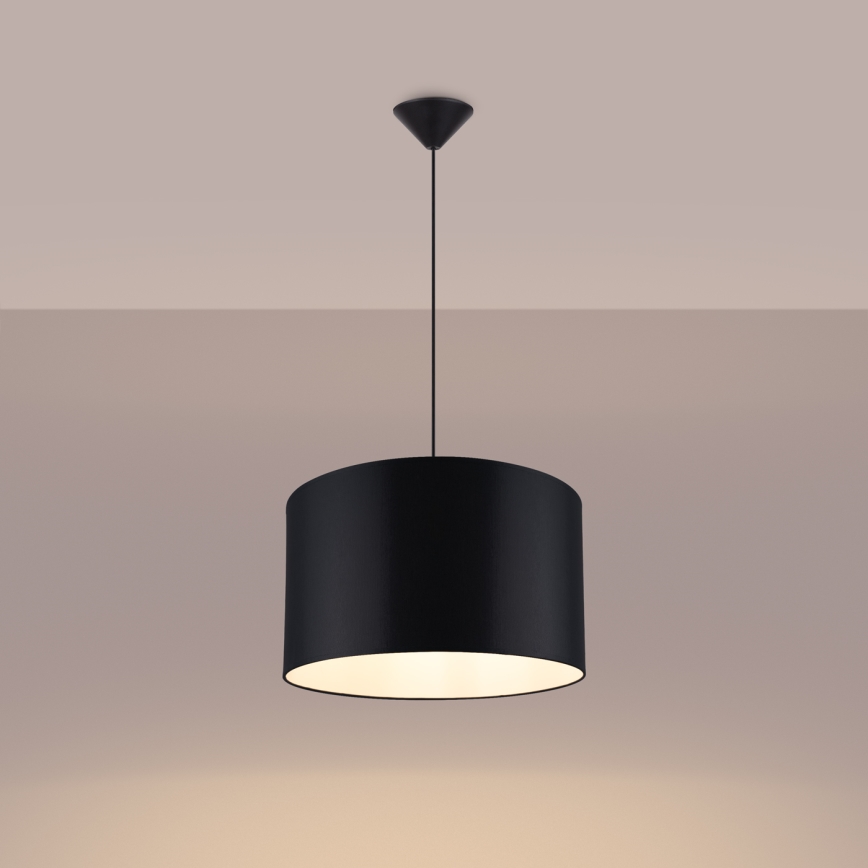 Ljuskrona med textilsladd NOVA 1xE27/15W/230V diameter 40 cm svart