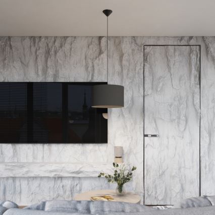 Ljuskrona med textilsladd NOVA 1xE27/15W/230V diameter 40 cm svart