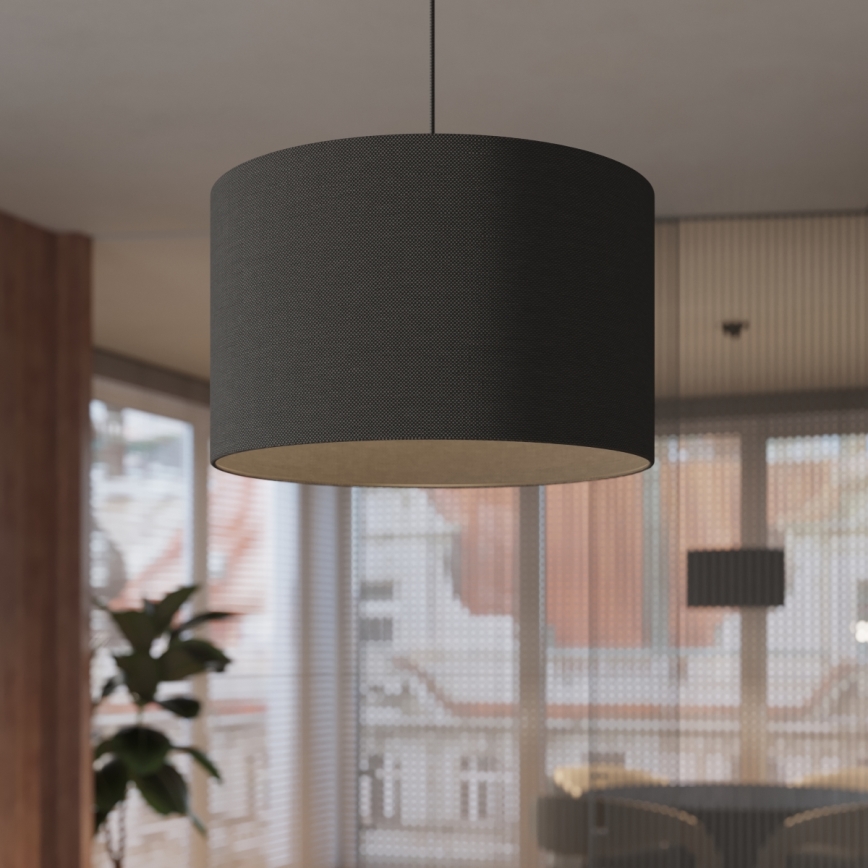 Ljuskrona med textilsladd NOVA 1xE27/15W/230V diameter 40 cm svart