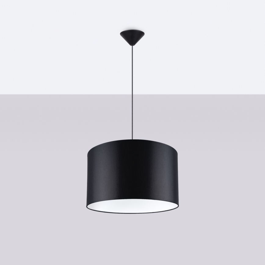 Ljuskrona med textilsladd NOVA 1xE27/15W/230V diameter 40 cm svart