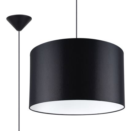 Ljuskrona med textilsladd NOVA 1xE27/15W/230V diameter 40 cm svart