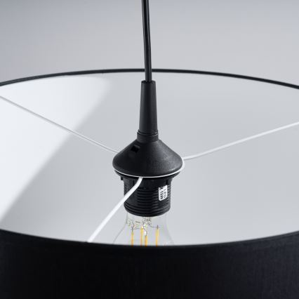 Ljuskrona med textilsladd NOVA 1xE27/15W/230V diameter 40 cm svart