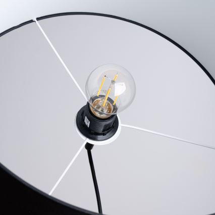Ljuskrona med textilsladd NOVA 1xE27/15W/230V diameter 40 cm svart