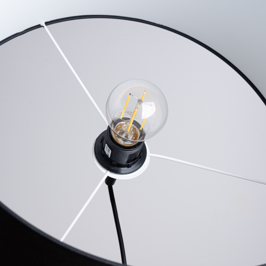 Ljuskrona med textilsladd NOVA 1xE27/15W/230V diameter 40 cm svart