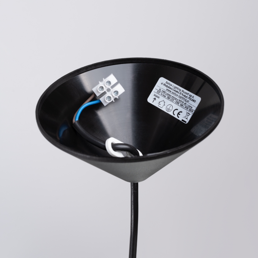 Ljuskrona med textilsladd NOVA 1xE27/15W/230V diameter 40 cm svart