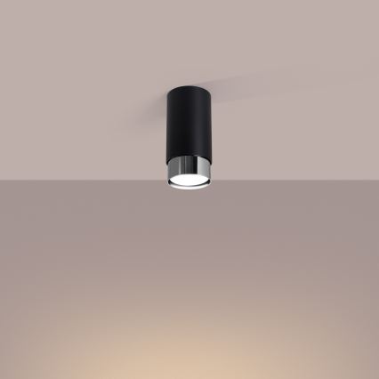 Spotlight NERO 1xGU10/10W/230V 12,5 cm svart/skinande krom