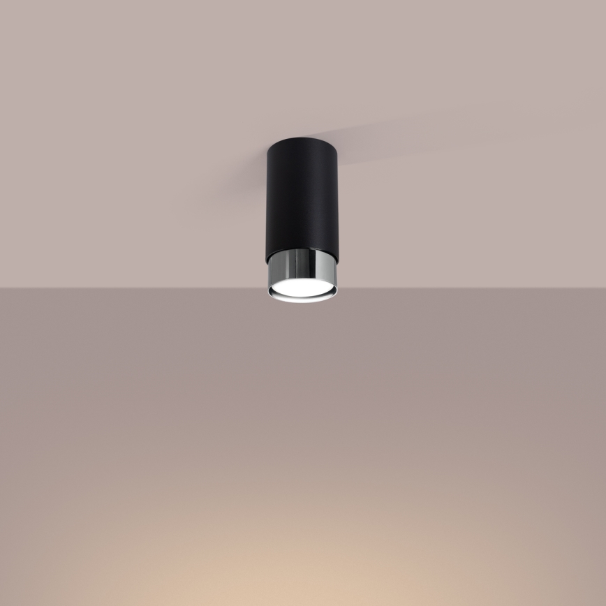 Spotlight NERO 1xGU10/10W/230V 12,5 cm svart/skinande krom