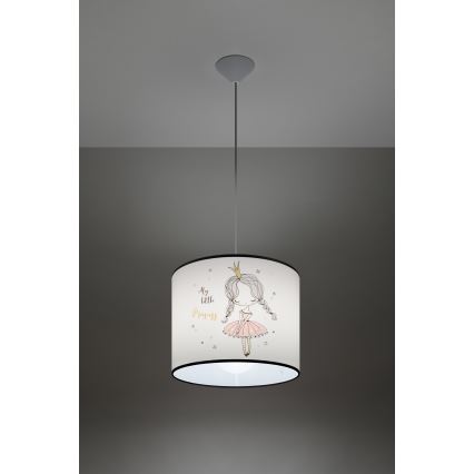 Hängande ljuskrona med textilsladd för barn PRINCESS 1xE27/15W/230V diameter 30 cm prinsessa