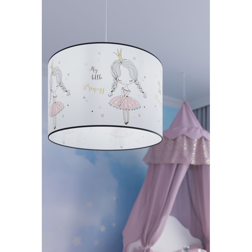 Hängande ljuskrona med textilsladd för barn PRINCESS 1xE27/15W/230V diameter 30 cm prinsessa