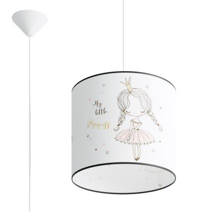 Hängande ljuskrona med textilsladd för barn PRINCESS 1xE27/15W/230V diameter 30 cm prinsessa