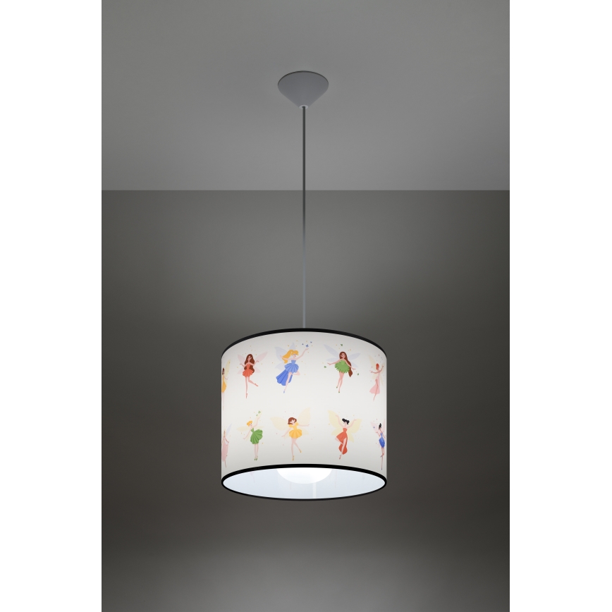 Hängande ljuskrona med textilsladd för barn FAIRY 1xE27/15W/230V diameter 30 cm älva