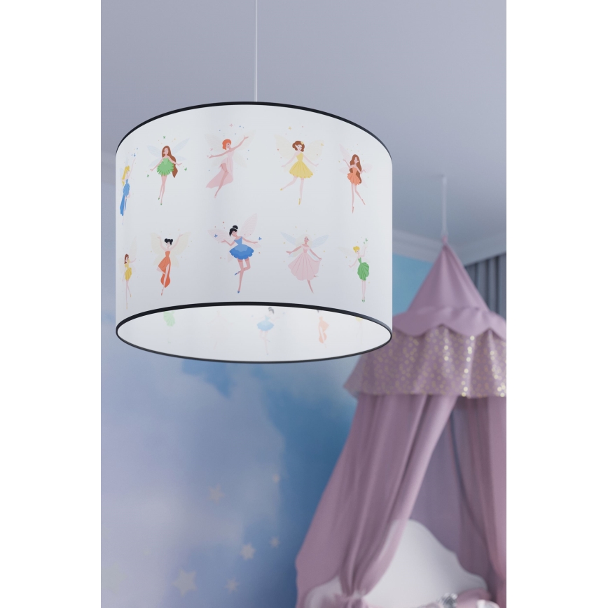 Hängande ljuskrona med textilsladd för barn FAIRY 1xE27/15W/230V diameter 30 cm älva