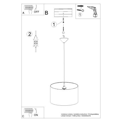 Hängande ljuskrona med textilsladd för barn FOOTBALL 1xE27/15W/230V diameter 40 cm fotboll