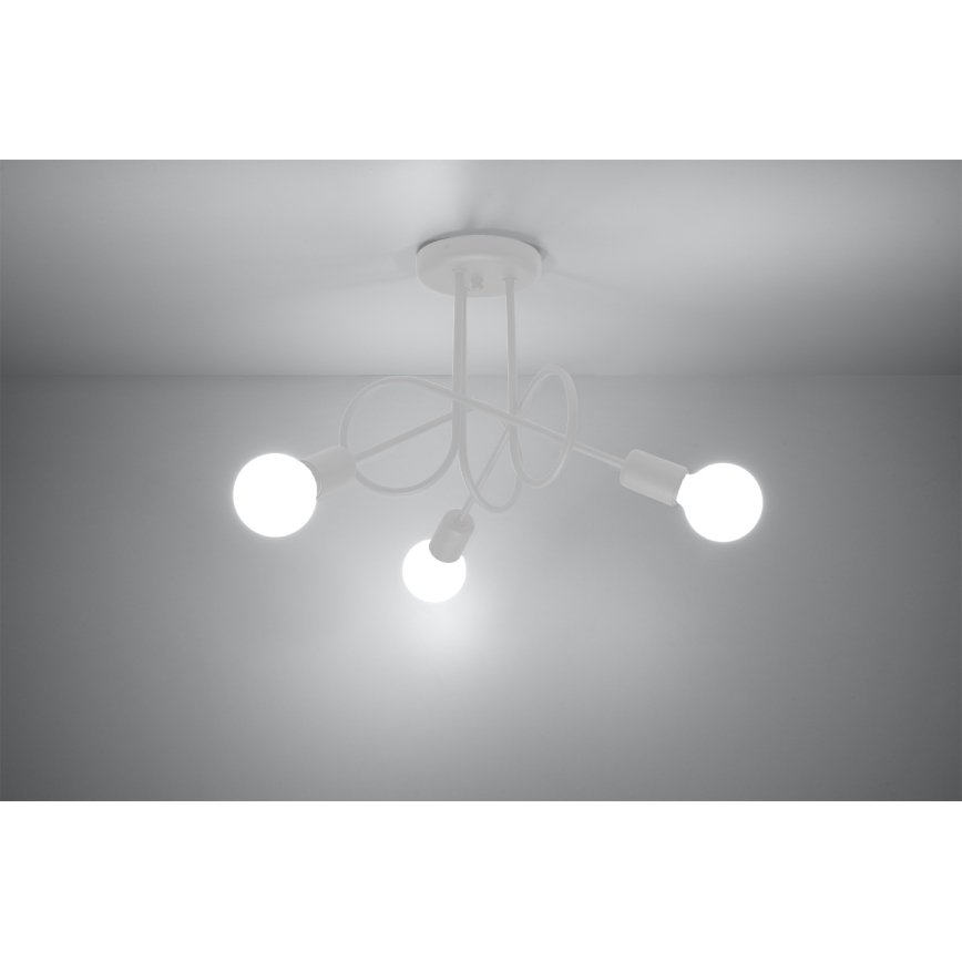 Ytmonterad ljuskrona LOOP 3xE27/15W/230V vit