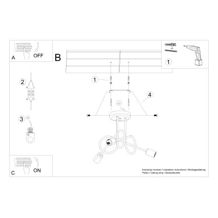 Ytmonterad ljuskrona LOOP 3xE27/15W/230V vit