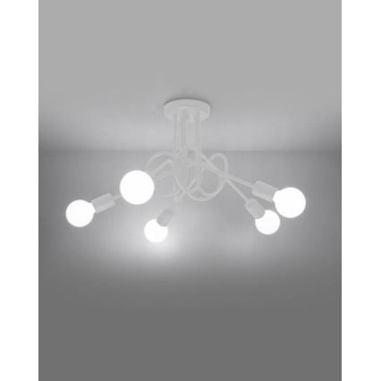 Ytmonterad ljuskrona LOOP 5xE27/15W/230V vit