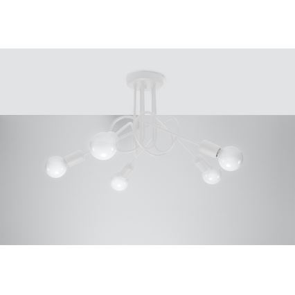 Ytmonterad ljuskrona LOOP 5xE27/15W/230V vit