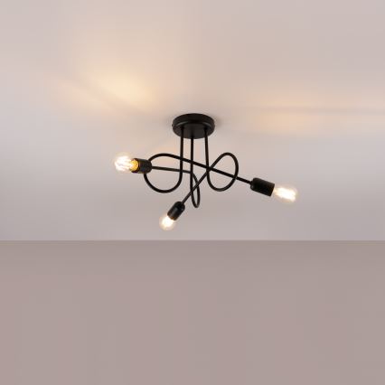 Ytmonterad ljuskrona LOOP 3xE27/15W/230V svart