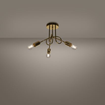 Ytmonterad ljuskrona LOOP 3xE27/15W/230V guld