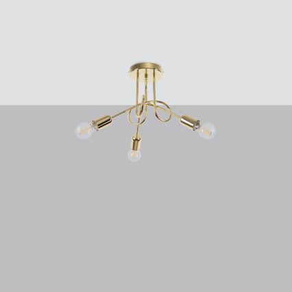 Ytmonterad ljuskrona LOOP 3xE27/15W/230V guld