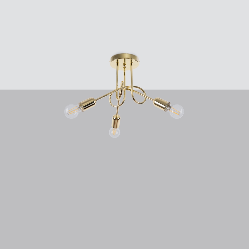Ytmonterad ljuskrona LOOP 3xE27/15W/230V guld