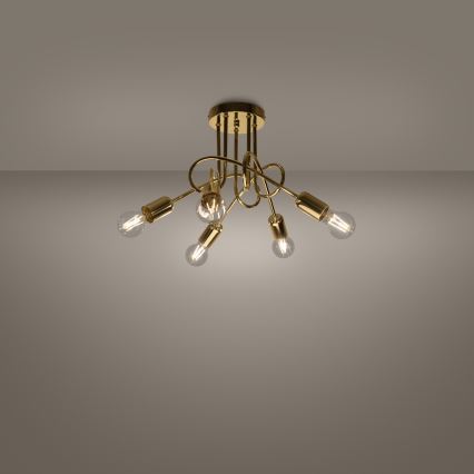 Ytmonterad ljuskrona LOOP 5xE27/15W/230V guld