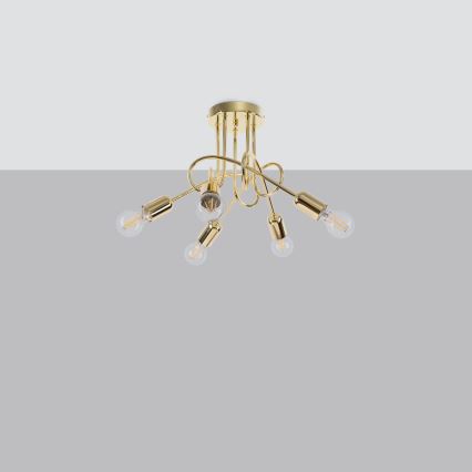 Ytmonterad ljuskrona LOOP 5xE27/15W/230V guld