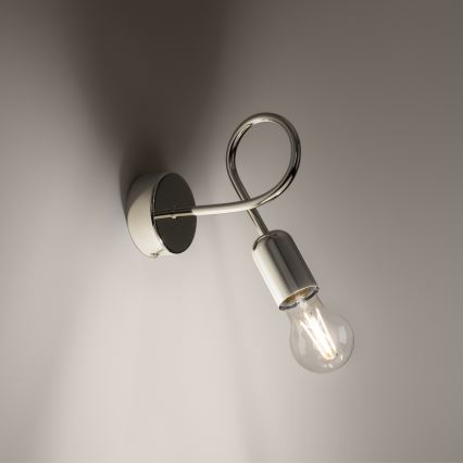 Vägglampa LOOP 1xE27/15W/230V skinande krom