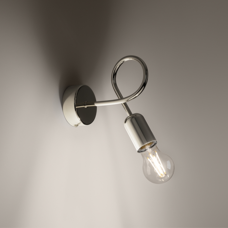 Vägglampa LOOP 1xE27/15W/230V skinande krom