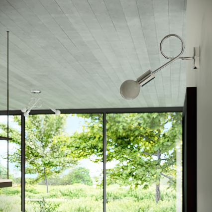 Vägglampa LOOP 1xE27/15W/230V skinande krom