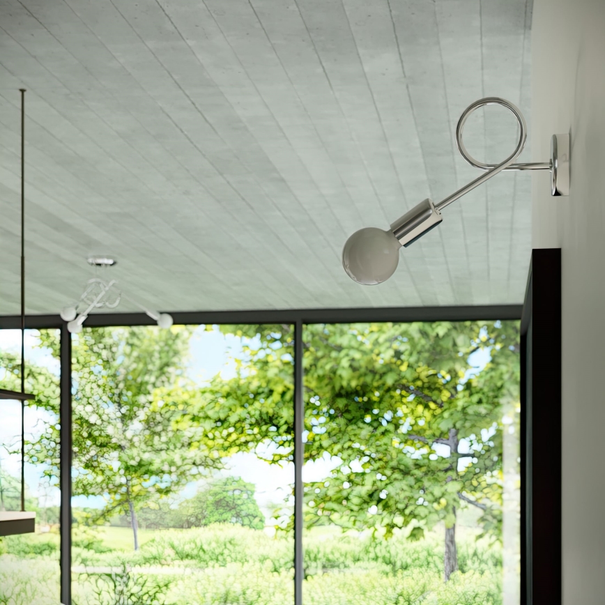 Vägglampa LOOP 1xE27/15W/230V skinande krom