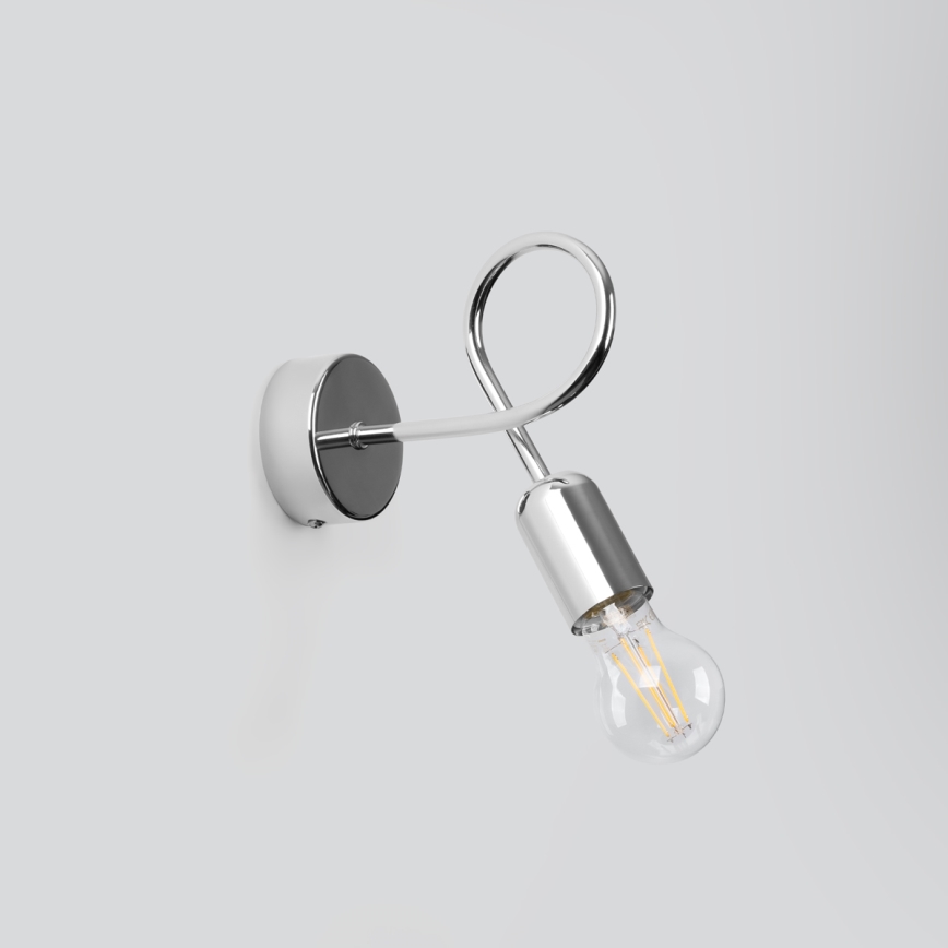 Vägglampa LOOP 1xE27/15W/230V skinande krom