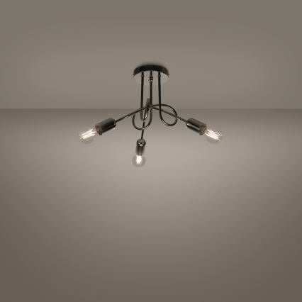 Ytmonterad ljuskrona LOOP 3xE27/15W/230V skinande krom