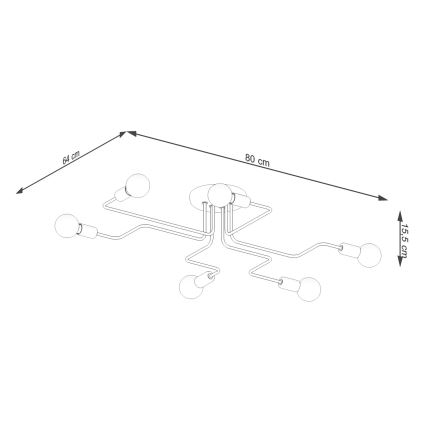 Ytmonterad ljuskrona VECTOR 6xE27/15W/230V vit