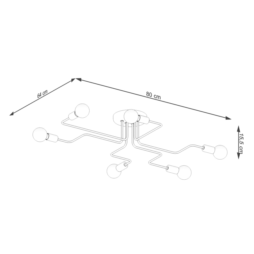 Ytmonterad ljuskrona VECTOR 6xE27/15W/230V vit