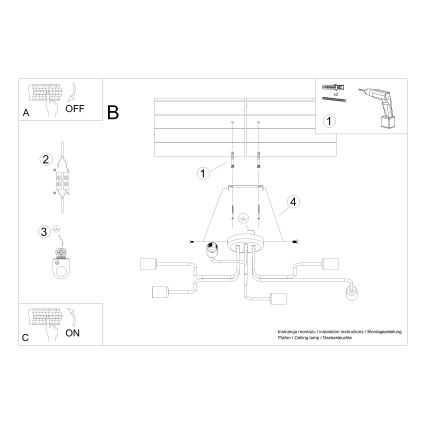 Ytmonterad ljuskrona VECTOR 6xE27/15W/230V vit